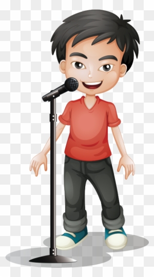 Microphone Singing Cartoon Child - Boy Singer Png - Free Transparent