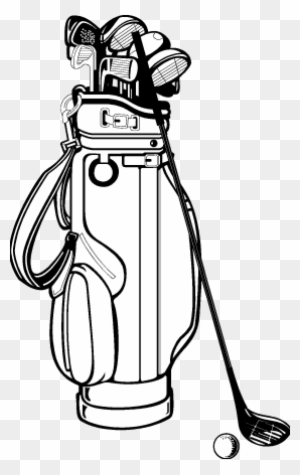 Golf Bag Drawing Golf Club Bag Clip Art - Golf Bag And Clubs Flask