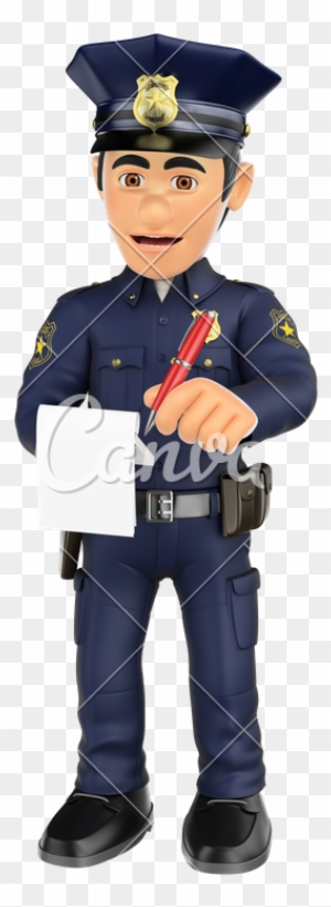 3d Policeman Imposing Traffic Ticket - Police Officer