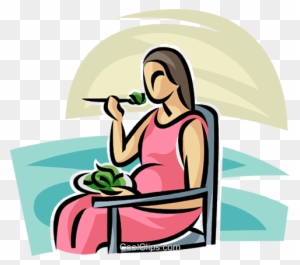 Pregnant Woman Eating Royalty Free Vector Clip Art - Pregnant Woman Eating Vector