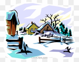 Winter Scene Royalty Free Vector Clip Art Illustration - Nice We're Having Christmas