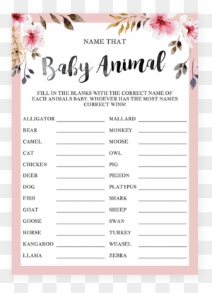 Blush Floral Baby Shower Game Name That Animal By Littlesizzle - Baby Shower Emoji Game