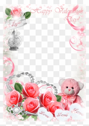 Valentine's Card With Pink Hearts And Roses - Customize Ladies Purse With Your Own