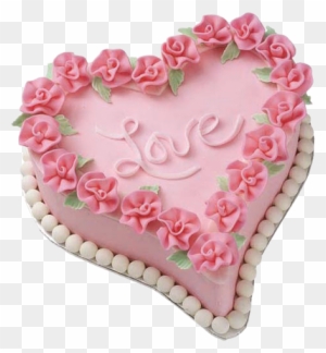 Pink Heart - Happy Birthday Heart Cake Png