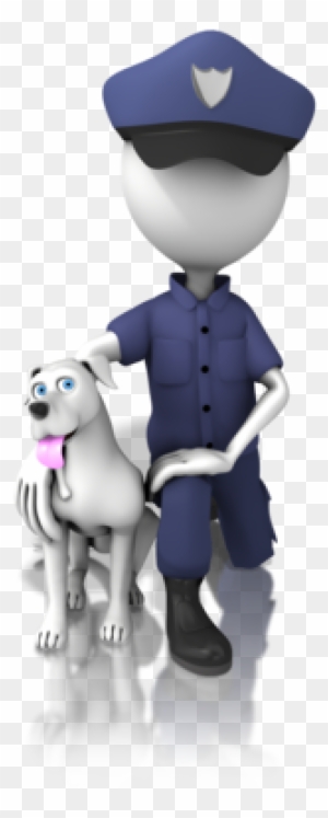 Police Officer With The Megaphone Stock Photo - Stick Figure Police Dog