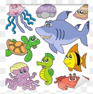 Sea Fishes And Animals Collection 2 Wall Mural • Pixers® - Animales De Agua  Salada Animados - Free Transparent PNG Clipart Images Download