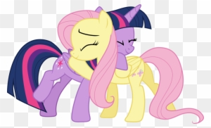 Twilight Sparkle And Fluttershy Hugging By Cloudyglow - Fluttershy And