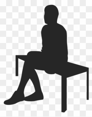 Man Sitting On Bench - People Sitting At Table Silhouette Png
