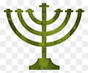 Green Grunge Clipart Icon Culture Menorah La Menorá - Judaism Symbol