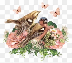 Винтажные Цветы В Png Для Декупажа - Flower Bird Vintage Paper Ornament (round)