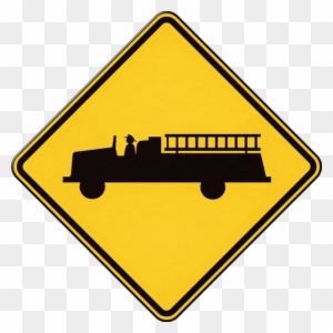 Fire Engine Crossing Sign - Emergency Vehicle Warning Signs