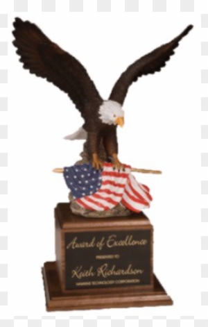 Veteran's Day Thank You Gifts - 17" Painted Eagle Award W/ Flag On Walnut Base Quantity(1)