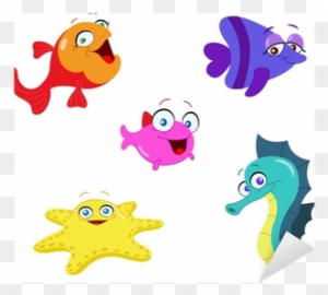 Vinilo Pixerstick Lindas Criaturas De Dibujos Animados - Cartoon Sea Animals