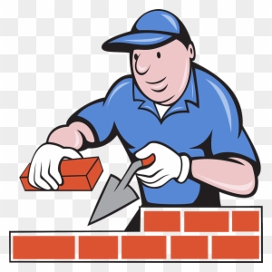 Bricklayer Freemasonry Clip Art - Bricklayer Mason Plasterer Worker Cartoon Card
