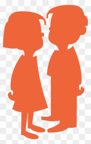 Boy Girl Silhouette Orange Clip Art - Cartoon Girl And Boy