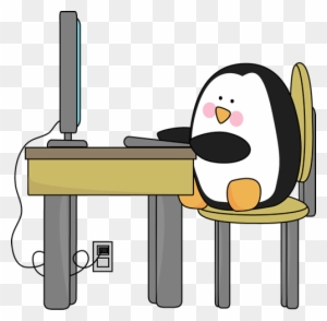 Penguin Using A Computer - Penguin Using Computer