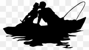 Kissing In Boat Silhouette Clipart - Vintage Silhouettes