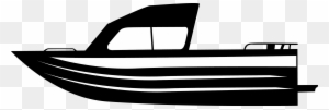 Black And White Fishing Boat Clipart