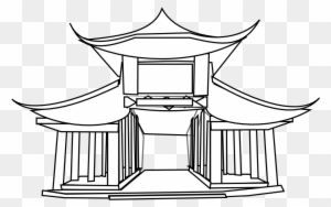 Chinese Architecture Black White Line Chinese New Year - Ancient Chinese Buildings Drawing