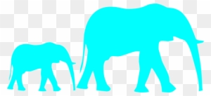 Mom And Baby Elephant Blue Clip Art - Elephant Clipart Black And White