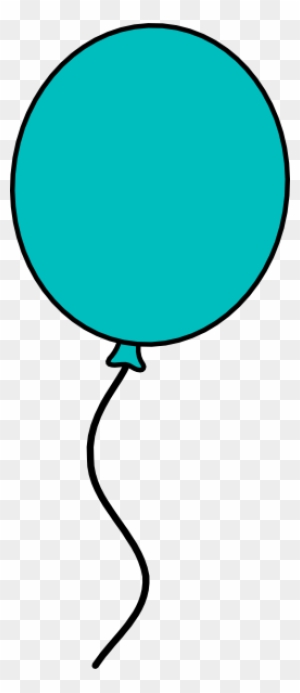 Teal Balloon Dark Outline Clip Art - Single Balloon Clipart Png