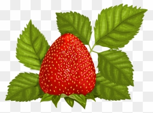 Strawberry With Leaves Png Clipart - Strawberry Leaves Png