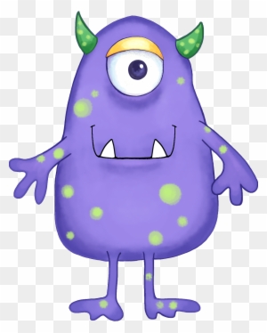 Cute Alien Clipart Kid - Green And Purple Monster