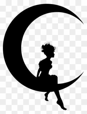 Clipart - Girl Sitting On Crescent Moon