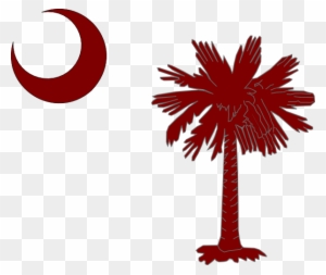 Garnet Palmetto Tree & Moon Clip Art - Flag Of South Carolina