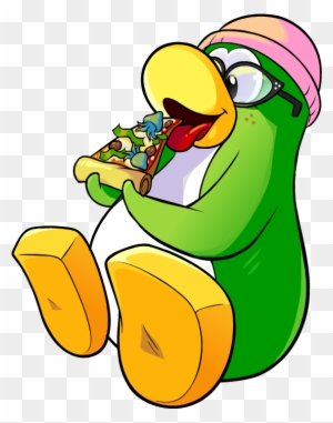 Girl Eating Pizza Clipart - Club Penguin Eating Png
