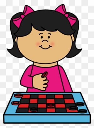 Kid Playing Checkers Clip Art - Eat Lunch Clipart