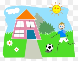 Big Image - Boy Playing Outside Clipart