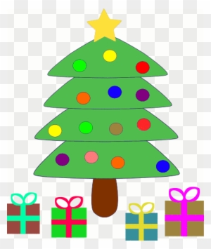 Public Domain Clip Art For Christmas - Cute Christmas Tree With Presents