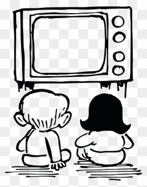 Free Clipart Of Kids Watching Tv - Watch Tv Clipart Black And White