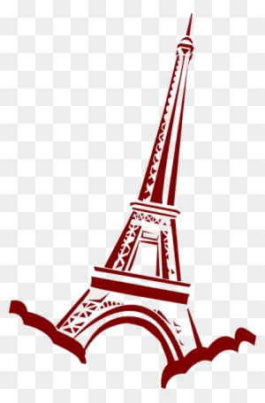 Watercolor Paris Clipart - Red Eiffel Tower Clip Art