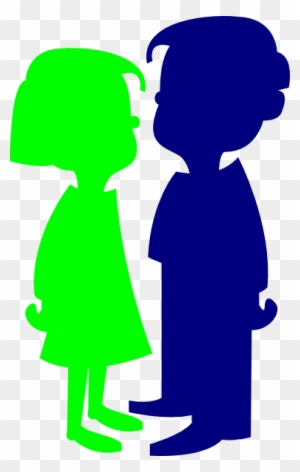 Boy And Girl Green And Blue Clip Art - Cartoon Girl And Boy