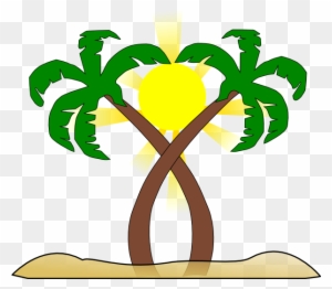 Double Palm Beach Clip Art - Double Palm Tree
