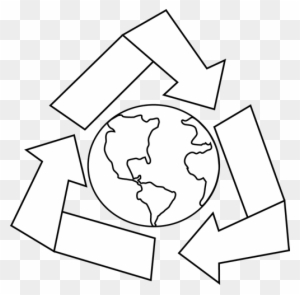 Black And White Earth With Recycle Symbol Clip Art - Illustration