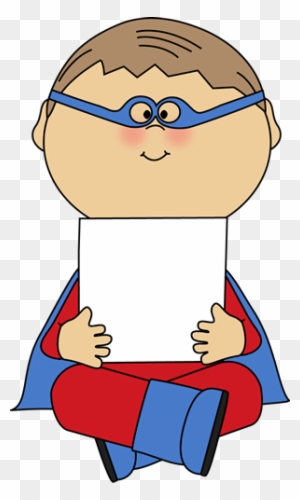 Clipart Boy Holding Blank Sign Superhero A Clip Art - Superhero Holding Sign