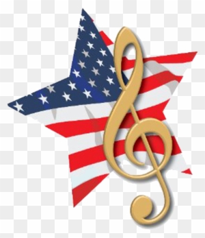 Patriotic Music Clipart - Music Note American Flag