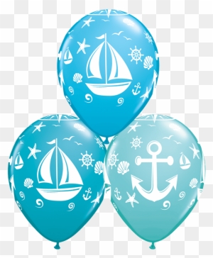 11" Round Special Assorted Nautical Sailboat & Anchor - Qualatex 43430-q Latex Balloons, Special Assortment