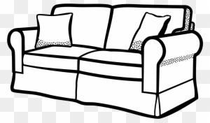 Clipart Sofa Lineart - Living Room Coloring Page