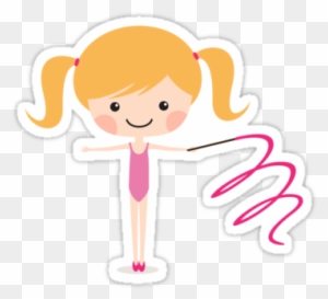 Cute Blond Cartoon Girl Stickers - Cute Gymnastic Cartoon Girls