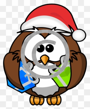 Cute Cartoon Owl As Santa Shortbread Cookies Round - Christmas Cartoon Owls