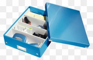 Organiser Box With 2-4 Flexible Compartments - Leitz Click & Store Medium A4 Organiser Box Blue