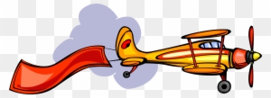 Vector Illustration Of Biplane Fixed-wing Aircraft - Airplane