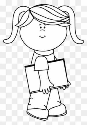 Black And White Girl Walking With A Book - Black And White Girl Clip Art -  Free Transparent PNG Clipart Images Download
