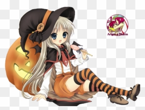 Render Anime Girl Halloween By Jikarin117 By Jikarin-chann - Happy Halloween Anime Gif