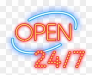 24 Hour Car Locksmith - Transparent Neon Open Sign