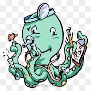 Octopus Doctor Royalty Free Vector Clip Art Illustration - Thanks Doc Greeting Cards (pk Of 10)